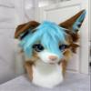 AKYIDE Custom Handmade Fursuit Head, Brown and Turquoise Kigurumi Cosplay Mask, Plush Animal Character Headpiece, Furry Costume Accessory view 3