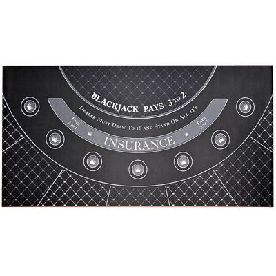 Playzaic Full Size 72" x 35" Neoprene Blackjack Roll-Out Tabletop Mat with Nonslip Rubber Backing - Smooth Surface for 7 Players and Dealer - Includes Shoulder Carrying Bag