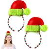 JOYIN 2 Pcs Christmas Elf Hat Headbands, Xmas Elf Furry Hat Headbands with Red & Green Fabric-wrapped, Christmas Headdress for Adults and Children, Parties Role-playing Photo Props view 1