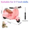 WNRTSA Scooter for Dolls Accessories, Cute Light-Up and Musical Seat with 360 Rotation, Cute Motorcycle for Dolls Perfect for Doll Collectors, Batteries Not Included (Pink) view 2