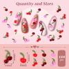 120pcs Cute Tiny Cherry for Dollhouse Miniatures Resin Charms Fruit Resin Food Mini Things for DIY Crafts Home Party Decor 3D Cherry Fruit for Mini Kitchen Fairy Garden Micro Landscaping view 2