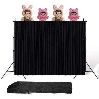 Anicuta Classroom Puppet Stage, 6.6x9.8FT Portable Tripod Puppet Theater Portable Stage for School, Church, Equipped with Two Tripods, Crossbars, Curtains and Carrying BagsDoll not Included
