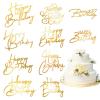 10PCS Gold Happy Birthday Cake Toppers Mirror Acrylic Cake Toppers, Gold Acrylic Birthday Cupcake Toppers for DIY Cake Decor Cake Tools Birthday Party Supplies view 1