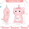 Achwishap Unicorn Cat Plush Stuffed Animal,Kawaii Birthday Cat Plush Toys-14 Happy Birthday Gifts Cute Plushies,Soft Pink Kitten Plushie Huggging Pillow,Cuddly Animal Plushie Doll for Kids Adults view 2