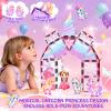 Diamond Magnetic Tiles Unicorns Princess Castle with Magnetic Art Decor Kit, Unicorn Toys for Girl 3 4-6-8, Magnet Tiles for kids 4-8 5 6 7+ Girl Gifts,Magnet Toys Include 5 Dolls,Rainbow,Candy,Decors view 2