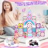 Diamond Magnetic Tiles Unicorns Princess Castle with Magnetic Art Decor Kit, Unicorn Toys for Girl 3 4-6-8, Magnet Tiles for kids 4-8 5 6 7+ Girl Gifts,Magnet Toys Include 5 Dolls,Rainbow,Candy,Decors view 3