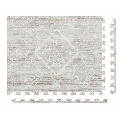 House of Noa Play Mat 4x6 Driftwood Ula Set of 6 Tiles Cushioned EVA Foam Play Mat for Floor, Soft Interlocking Mats for Hard Floors