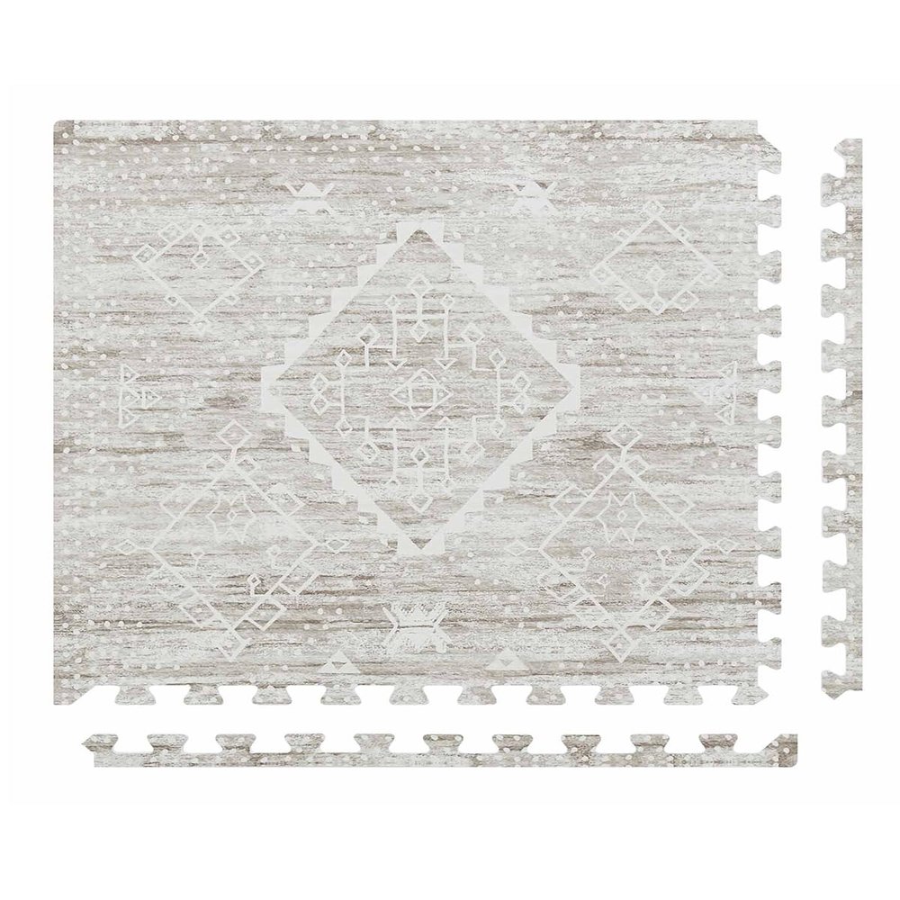 House of Noa Play Mat 4x6 Driftwood Ula Set of 6 Tiles Cushioned EVA Foam Play Mat for Floor, Soft Interlocking Mats for Hard Floors