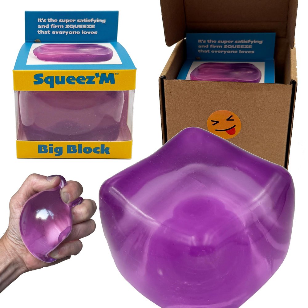 Premium Big Block Squeez'M Cube  35% Larger Than The Standard Squishy Cube, Toy for Kids & Adults - Sensory Fidget for Stress Relief, Focus & Play  Colorful, Durable, Gift-Ready  ASTM Certified 3+