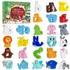 Advent Calendar 2025 for Kids, Wooden Alphabet Animal Puzzle for Toddlers, 52 Count ABC Animal Letter Matching Set, 24 Days Christmas Countdown with view 1