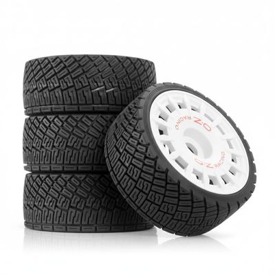 1/8 RC On-Road Tires & Plastic Street Wheels 17mm Hex, 3.94" OD  1/7 Rally Racing Tyres for 1:8 1:7 Touring, Drift Cars Compatible with Tamiya, HPI WR8, HSP, ARRMA, Redcat, Losi, Kyosho GT2 (WHITE)