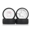 1/8 RC On-Road Tires & Plastic Street Wheels 17mm Hex, 3.94" OD  1/7 Rally Racing Tyres for 1:8 1:7 Touring, Drift Cars Compatible with Tamiya, HPI WR8, HSP, ARRMA, Redcat, Losi, Kyosho GT2 (WHITE) view 3