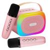 Mini Karaoke Machine for Kids Ages 3-12, Portable Bluetooth Speaker with 2 Wireless Microphone and LED Light Show for Kids 3 4 5 6 7 8 9 10 Year Old Girls Toys Birthday Gifts Toddler (Pink) view 1