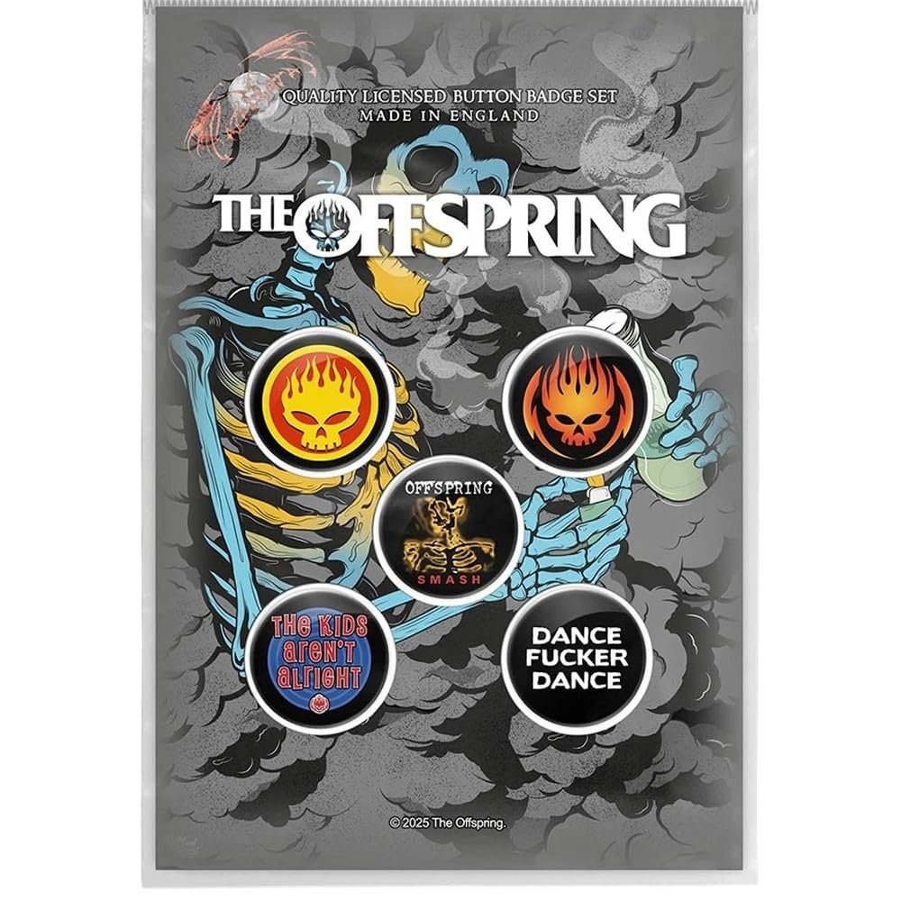 The Offspring Skeleton Molotov Badges (Pack of 5), multicoloured, One Size