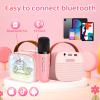 Mini Karaoke Machine for Kids Portable Karaoke Machine with 2 Bluetooth Wireless Microphones and LED Color Lights, Christmas Birthday Gifts Toys for Girls Boys (Pink) view 4