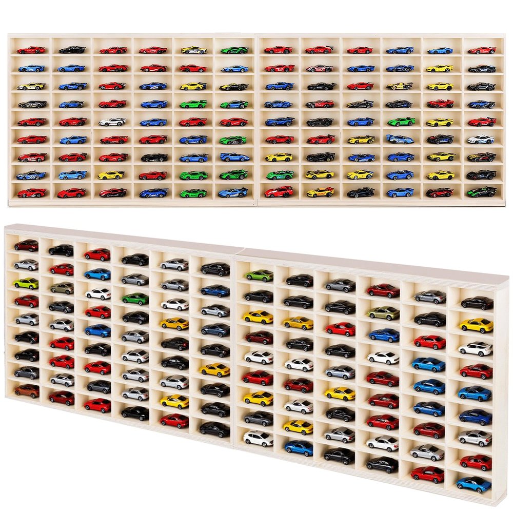 1:64 Model Car Wooden Display Case,108 Grids,Storage Display Shelf,for 1/64 Scale Toy Cars,Wall Mount ,Model car Display Organizer,Collapsible Toy Car Storage(Only One Case)