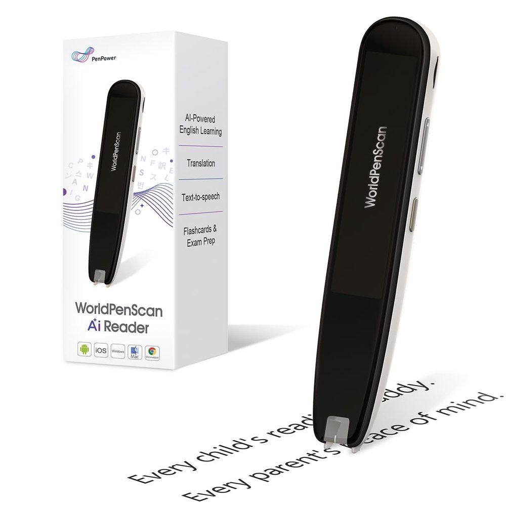 WorldPenScan AI Reader  Reading Pen with Built-in Dictionary & AI Reading Buddy for Kids | Grade-Level Reading Support | English, Spanish, Chinese | Text-to-Speech, Transcribe, Translation