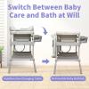 2 in 1 Baby Bathtub with Changing Table, DEYGIA Waterproof Diaper Changing Station Portable Changing Table Adjustable Height Nursery Organizer with Storage Rack for Newborn Infant Toddler, Cat Pattern view 3