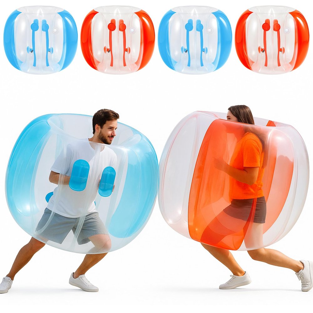 Silipull 4 Pcs 48 Inch Bumper Sumo Ball for Adults Inflatable Bounce Body Zorb Ball for Outdoor Team Gaming Play Bumper Bopper Balls for Garden, Yard, Park (Red, Blue)