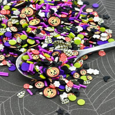 Multicolor Pumpkin Bat Halloween Polymer Clay Sprinkles Mix, Spooky Faux Sprinkles, Fimo Fake Sprinkles, Decoden Funfetti Jimmies (30g bag)