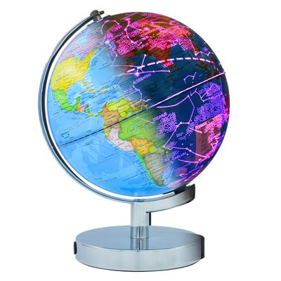 3-in-1 Illuminated World Globe for Children and Adults with Constellation Map, Color Changing Lamp for Learning & Education, Night Light for Kids Room and Desk Decor