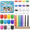 ABEIER Washable Kids Paint, Safe Non-Toxic Finger Paint, 12 Vibrant Colors(2 fl oz) with 3 Paint Brushes, Mess-Free Arts & Crafts Supplies for Toddlers & Grandkids, Ages 3, 4, 5 view 1