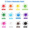 ABEIER Washable Kids Paint, Safe Non-Toxic Finger Paint, 12 Vibrant Colors(2 fl oz) with 3 Paint Brushes, Mess-Free Arts & Crafts Supplies for Toddlers & Grandkids, Ages 3, 4, 5 view 2