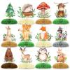 12Pack Woodland Animals Honeycomb Centerpieces 3D Table Topper - Forest Baby Shower Decorations Safari Jungle Wildlife Creatures Sage Green Theme Party Supplies Decor for Boy Girl Baby Shower view 1