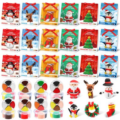 Capoda 18 Set Christmas DIY Craft Kit Christmas Air Dry Clay Kit Snowman Santa Claus Making Craft DIY Modeling Clay for Xmas Winter Holiday School Exchange Gifts Party Art Activities Supplies