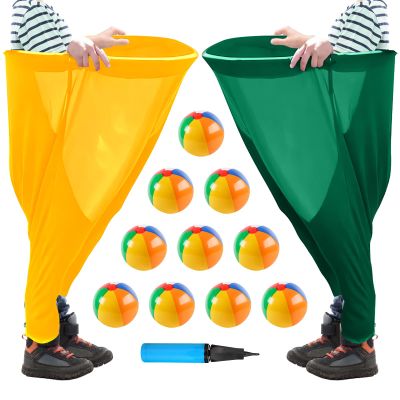Granny Pants Yard Game for Adults & Kids - Giant Outdoor Tossing Game with Bouncy Balls, Backyard Party & Team Building Activity for Groups (YellowGreen)