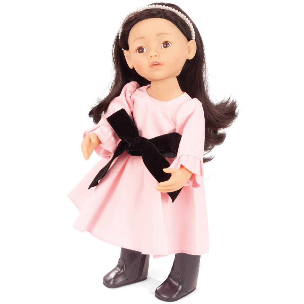 Gotz 2511148 Little Kidz Marianne Jubilee - 14" Tall Multi-Jointed Standing Doll with Long Black Hair to Wash & Style