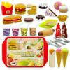 33Pcs Pretend Play Kitchen Food Set Dessert Play Food Toy set Hamburger Hot Dog Fries Drink with Tray Playset, Detachable Play House Kitchen Accessories Role Toys for Kids Boys Girls Ages 3+ view 2
