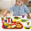 33Pcs Pretend Play Kitchen Food Set Dessert Play Food Toy set Hamburger Hot Dog Fries Drink with Tray Playset, Detachable Play House Kitchen Accessories Role Toys for Kids Boys Girls Ages 3+ view 3
