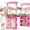 XINNOVEL Kids Play Kitchen Set, 2-in-1 Toddler Kitchen Playset with Sound & Light, Paly Sink with 60Pcs Play Food Toy and Kitchen Accessories, Kitchen Toys for Toddlers Kids Girls 3 4 5 view 1