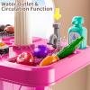 XINNOVEL Kids Play Kitchen Set, 2-in-1 Toddler Kitchen Playset with Sound & Light, Paly Sink with 60Pcs Play Food Toy and Kitchen Accessories, Kitchen Toys for Toddlers Kids Girls 3 4 5 view 2
