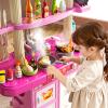 XINNOVEL Kids Play Kitchen Set, 2-in-1 Toddler Kitchen Playset with Sound & Light, Paly Sink with 60Pcs Play Food Toy and Kitchen Accessories, Kitchen Toys for Toddlers Kids Girls 3 4 5 view 3