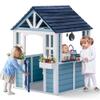 ROBUD Wooden Playhouse, Outdoor Kids Playhouse with Sink, Stove, Cookware, Flowerpot Holders, Snack Bar, Cottage Play House for Backyard, Blue view 1