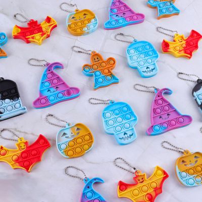 Halloween Party Favors for Kids, 24 Pack Halloween Fidget Sensory Pop Toys for Halloween Goodie Bag Stuffers with Keychain for Kids Boys Girls for Halloween Treat Bags Gifts Stress Relief