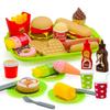 26PCS Pretend Play Kitchen Food Set - Dessert Toys with Hamburger, Hot Dog, Fries, Drink & Tray Detachable Play House Kitchen Accessories Role Play Toys Gift for Toddlers Boys Girls 3 4 5+ Years Old view 1