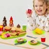 26PCS Pretend Play Kitchen Food Set - Dessert Toys with Hamburger, Hot Dog, Fries, Drink & Tray Detachable Play House Kitchen Accessories Role Play Toys Gift for Toddlers Boys Girls 3 4 5+ Years Old view 2