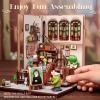 Cutefun Book Nook Kit - DIY Miniature Dollhouse Kit for Adults and Teens, 3D Wooden Puzzle Library Mini House Building Kit with LED Bookshelf Insert Decor Creative Gifts (Gallery Bookstore) view 4
