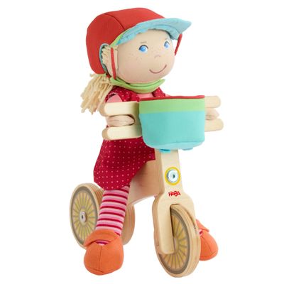 HABA Annelie 2011906001 Balance Bike Set with Annelie Doll, Wooden Wheel, Bicycle Helmet and Basket for Children from 18 Months