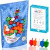 50 Pack Hanukkah Dreidels Multicolor Plastic Chanuka Draydels with English Transliteration, Includes Dreidel Game Instruction Card view 1