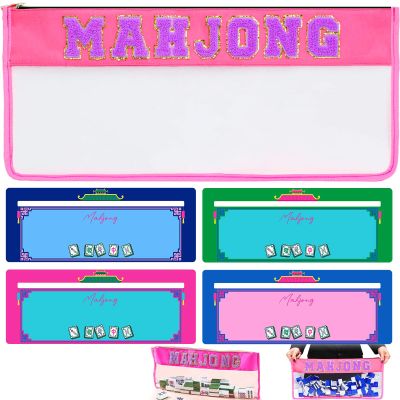1 Pcs American Mahjong Bag and 4 Pcs mahjong line finder Strategy Tool for Beginners, Tiles Bag with Zipper & Embroidered Letters