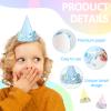 24 Pcs Iridescent Foil Pastel Mini Party Hats for Dog Cat Birthday Party Supplies Pastel Rainbow Small Puppy Birthday Hats Colorful Paper Cone Caps for Dolls Animals Pets Grooming Costume Accessories view 3