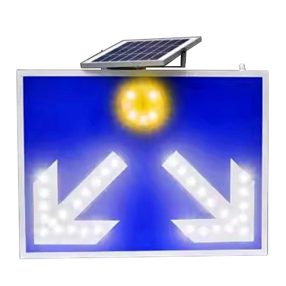 Fork Road Traffic Sign Solar Light Arrow Lane Sign Metal Aluminum Luminous Traffic Sign Advanced Reflective Film Traffic Sign(60 * 80cm)