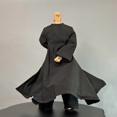 1/12 Male Soldier Clothes Black Robe Wire Coat+Pants Model for 6'' Romankey