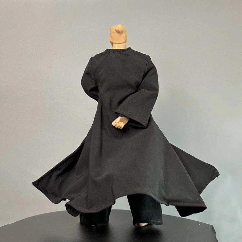 1/12 Male Soldier Clothes Black Robe Wire Coat+Pants Model for 6'' Romankey
