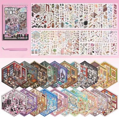 20 Sets DIY 3D Sticker Scenes,Cute Cartoon 3D DIY House Sticker,Make Your Own Mini Shop,Clothing Shop,Ice Cream Shop & Party Scene,Stress Relief Therapy for Adults to Relax and Pass The Time