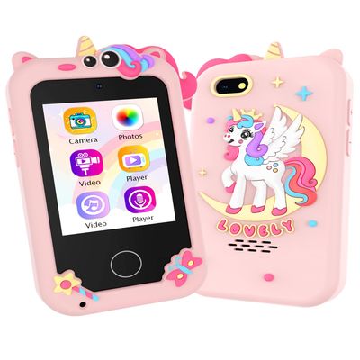 Kids Smart Phone Toy for Girls, Educational Touchscreen Toddler Phone for 3-8 Years Kids, Pretend Play Phone with Dual Camera, Music, 31 Games, ABC Learning & Habit Reminder, Girls Birthday Gift